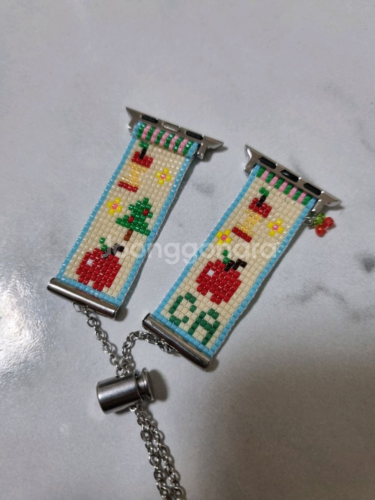 사과모양 비즈 42mm 애플워치 스트랩--0