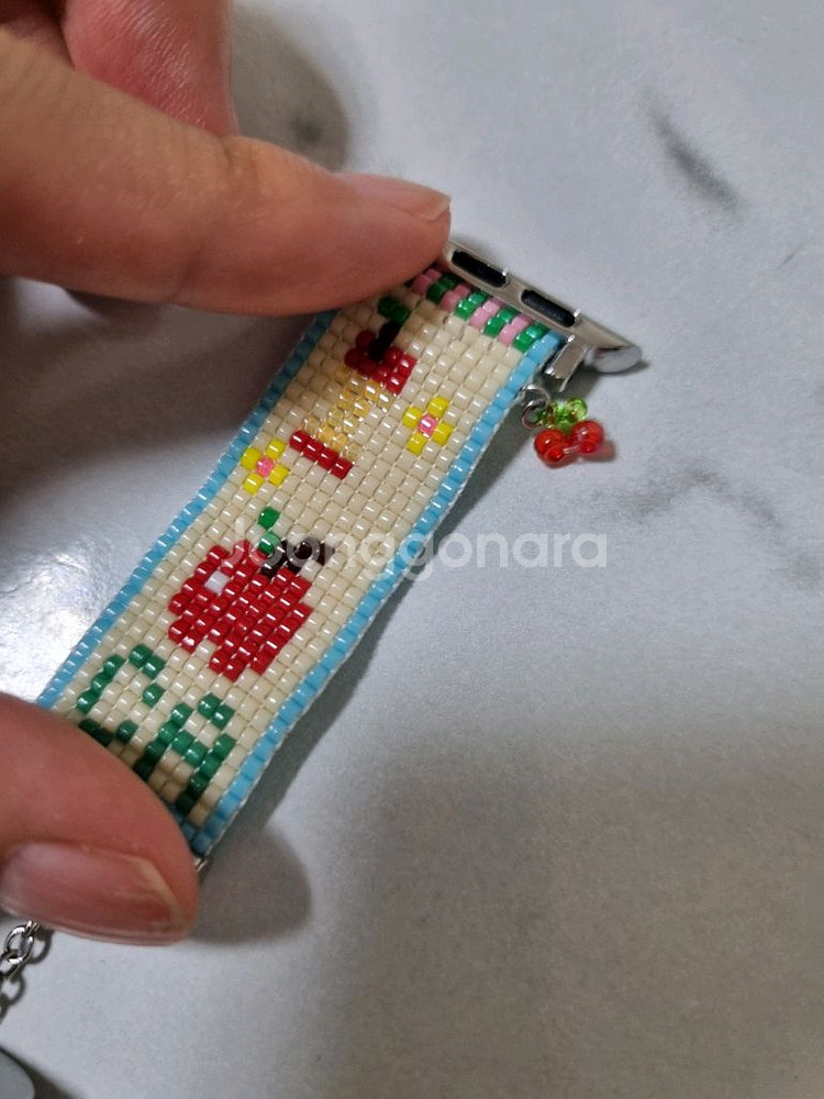 사과모양 비즈 42mm 애플워치 스트랩--2