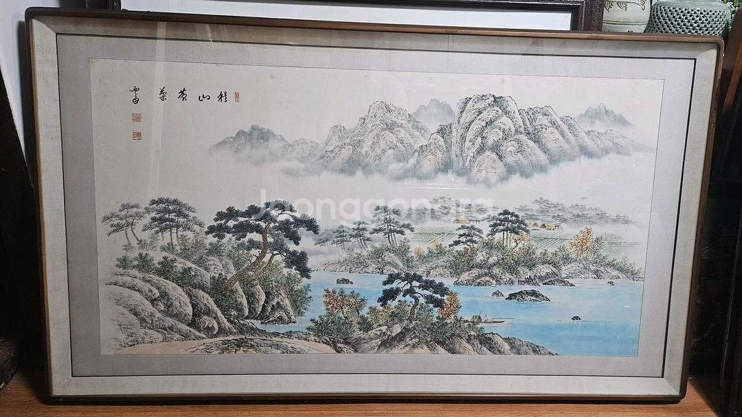 수묵담채 풍경화 그림 액자--0