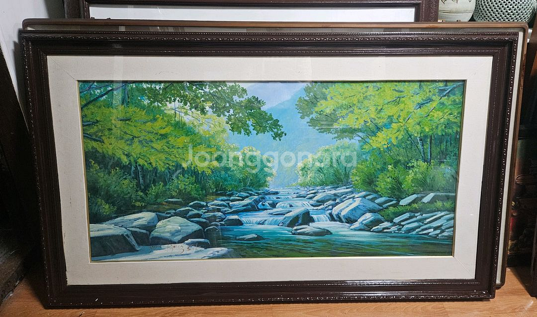 계곡 풍경화 유화 그림 액자--0