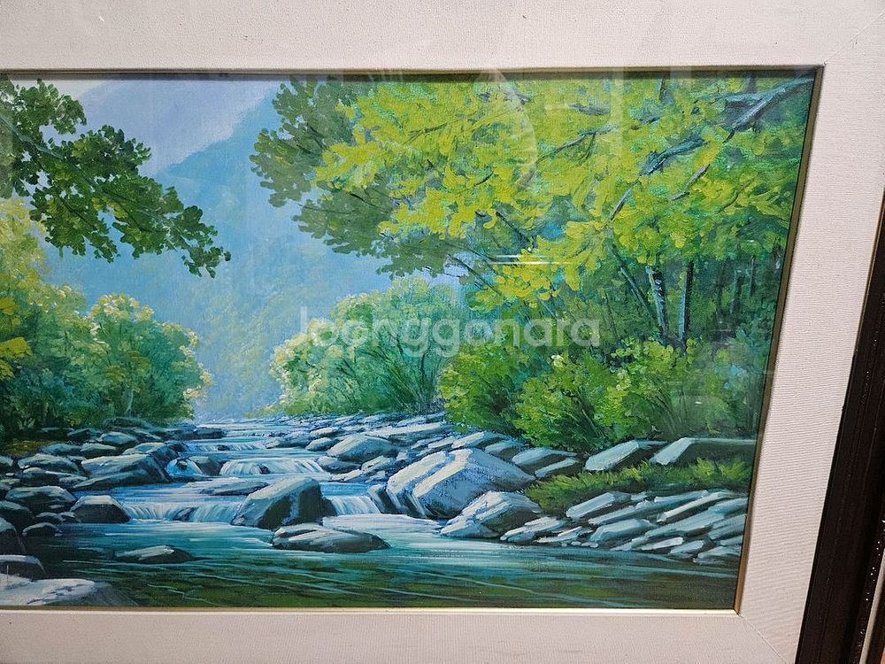 계곡 풍경화 유화 그림 액자--1