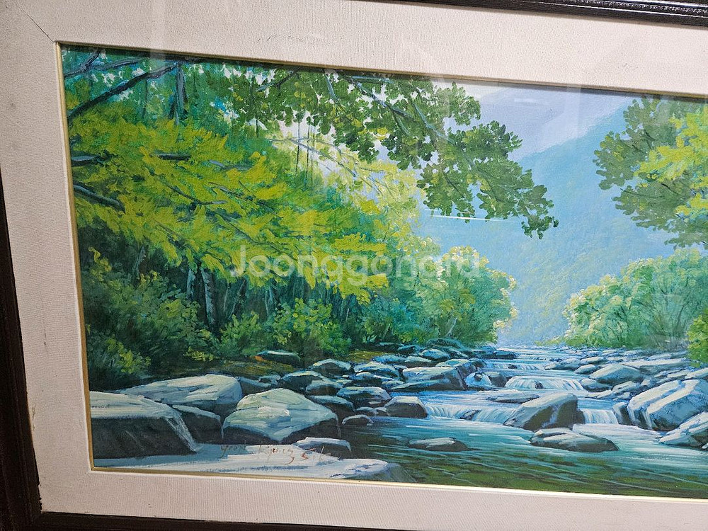 계곡 풍경화 유화 그림 액자--2