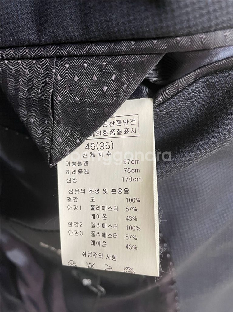 솔리드옴므 봄가을 네이비 패턴 블레이져 95사이즈--5