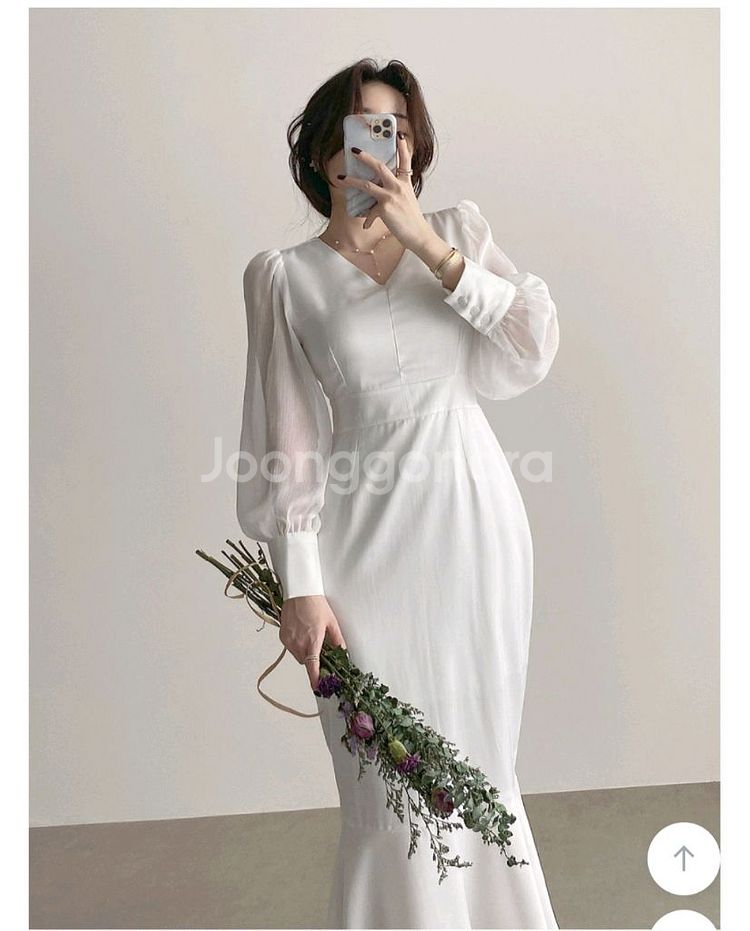 가나다란 쉬폰 원피스 아이보리 S 아예새거 보관만함 옷--1
