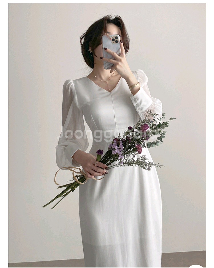 가나다란 쉬폰 원피스 아이보리 S 아예새거 보관만함 옷--0