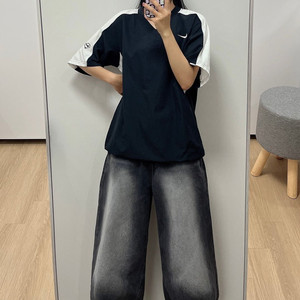나이키 00s 스우시 자수로고 브이넥 반팔 아노락