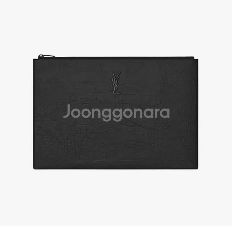YSL 크로커다일 엠보싱 블랙로고 도큐먼트 지퍼 클러치--0