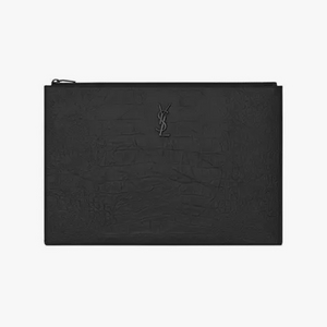 YSL 크로커다일 엠보싱 블랙로고 도큐먼트 지퍼 클러치