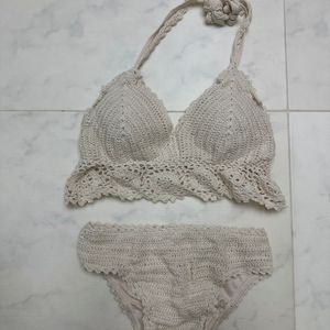 새상품 크로셰 비키니 세트 아이보리