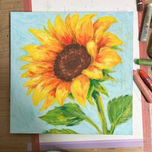해바라기 그림 (오일파스텔 / S3호 캔버스)