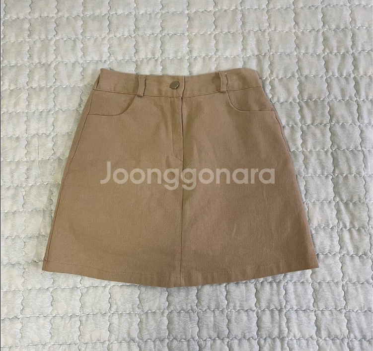 뒷밴딩 베이지 A라인 미니 스커트--0