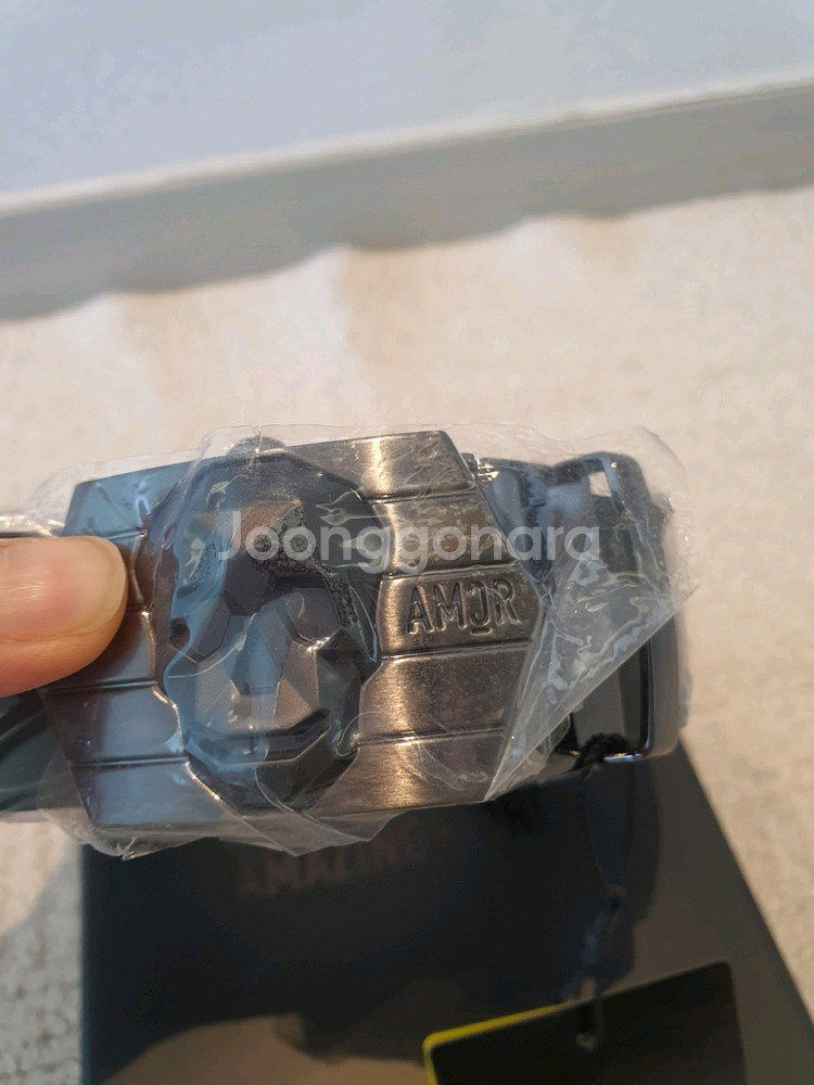 어메이징크리 골프 벨트 볼마커 블랙/화이트 소가죽--4