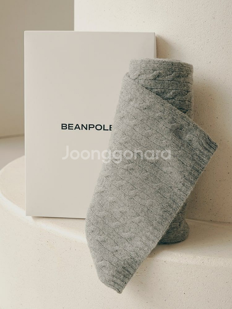 [새상품] 빈폴레이디스 울 케이블 니트 머플러 그레이--0