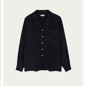 리본빛 maze pocket blouse navy