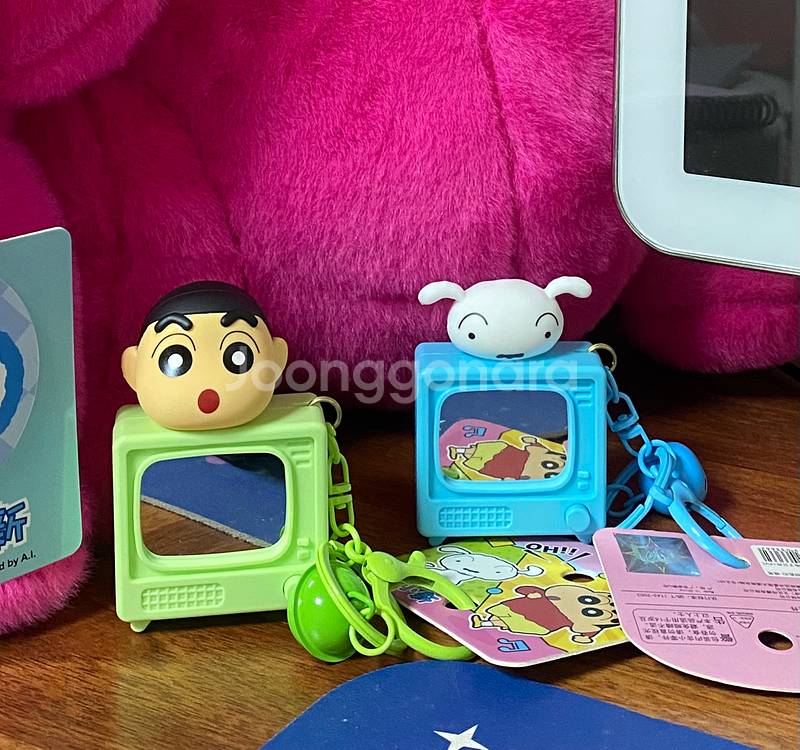 [일괄] 짱구는못말려) 짱구 & 흰둥이 거울 티비 키링--0