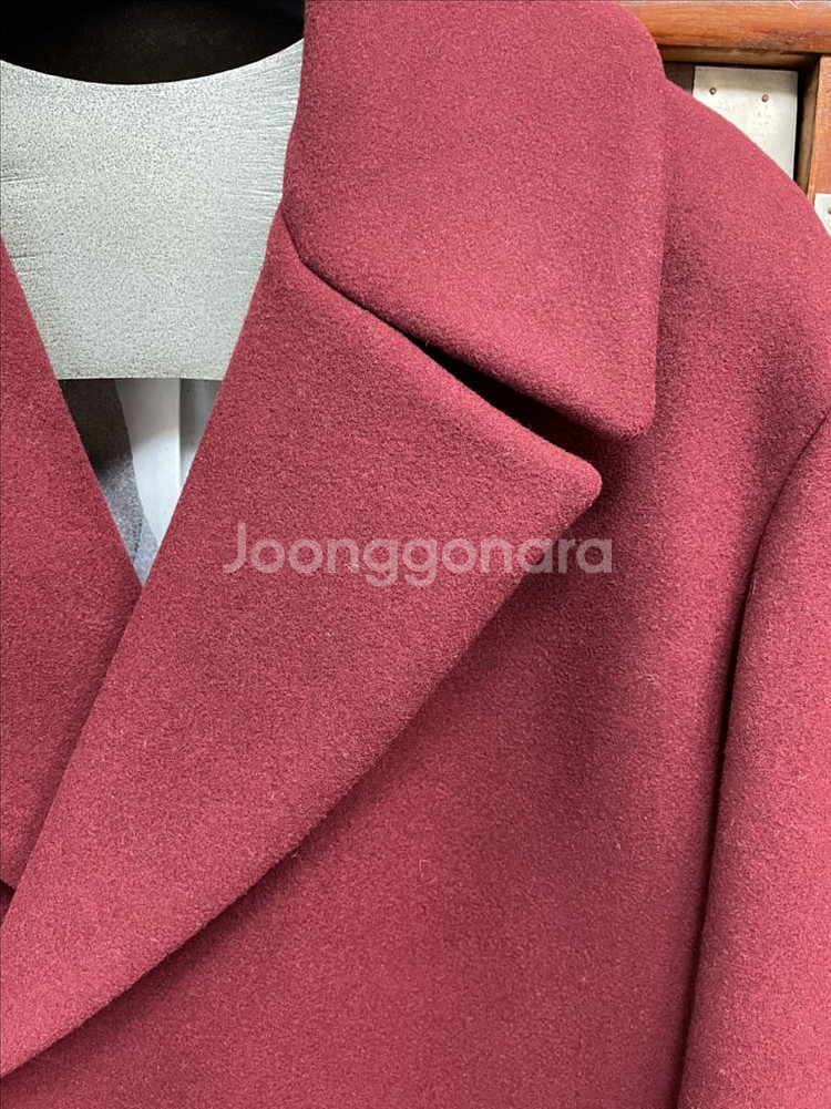 우영미 와인 캐시미어 오버핏 코트 44사이즈--2