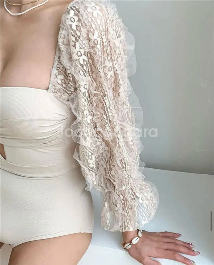 레이스 소매 원피스 수영복 모노키니--3