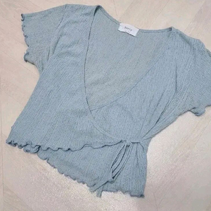 골지 랩 탑 하늘색 커버업 요가복