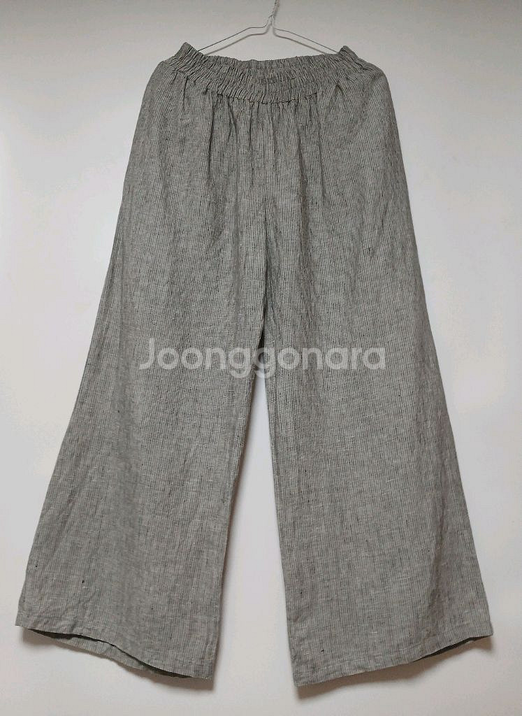CANEZOU 스트라이프 와이드 린넨팬츠--0