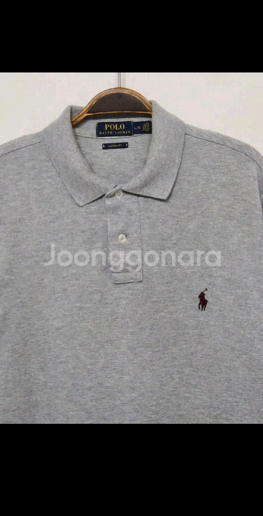 (L) 랄프로렌 폴로 반팔 카라티 그레이 피케 티셔츠--1