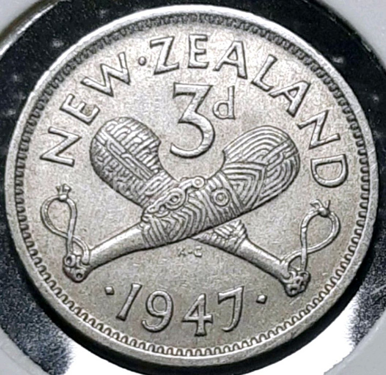 뉴질랜드 1947년 3펜스.외국주화.화폐.주화 동전--1