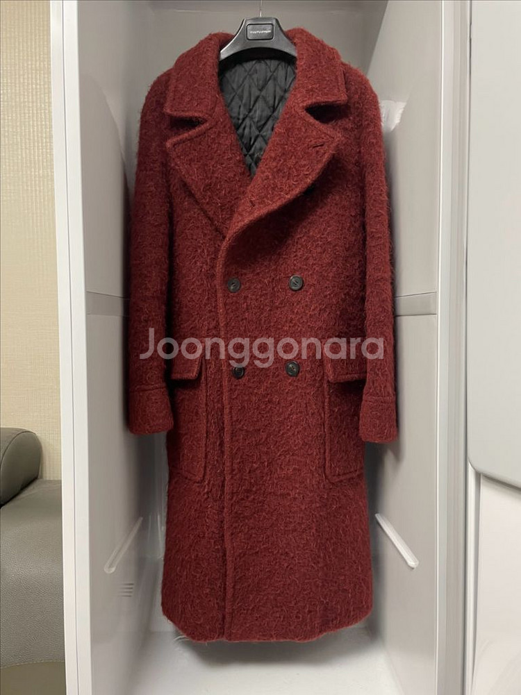 우영미 레드 알파카 오버핏 코트 46사이즈--0