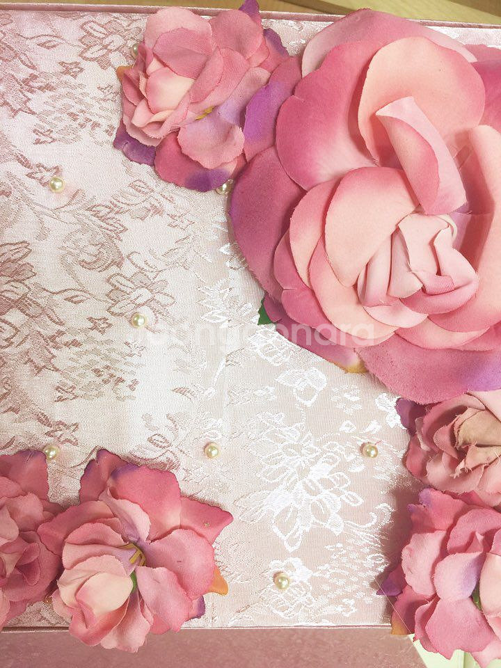 새제품ㅡ장미,진주장식 핑크색 선물상자,수납함,장식소품--3