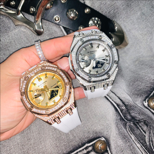 ICED OUT 지샥 GA-2100 지얄오크 실버 보석