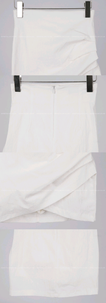 바벌스 셔링 미니 스커트 S 화이트--4