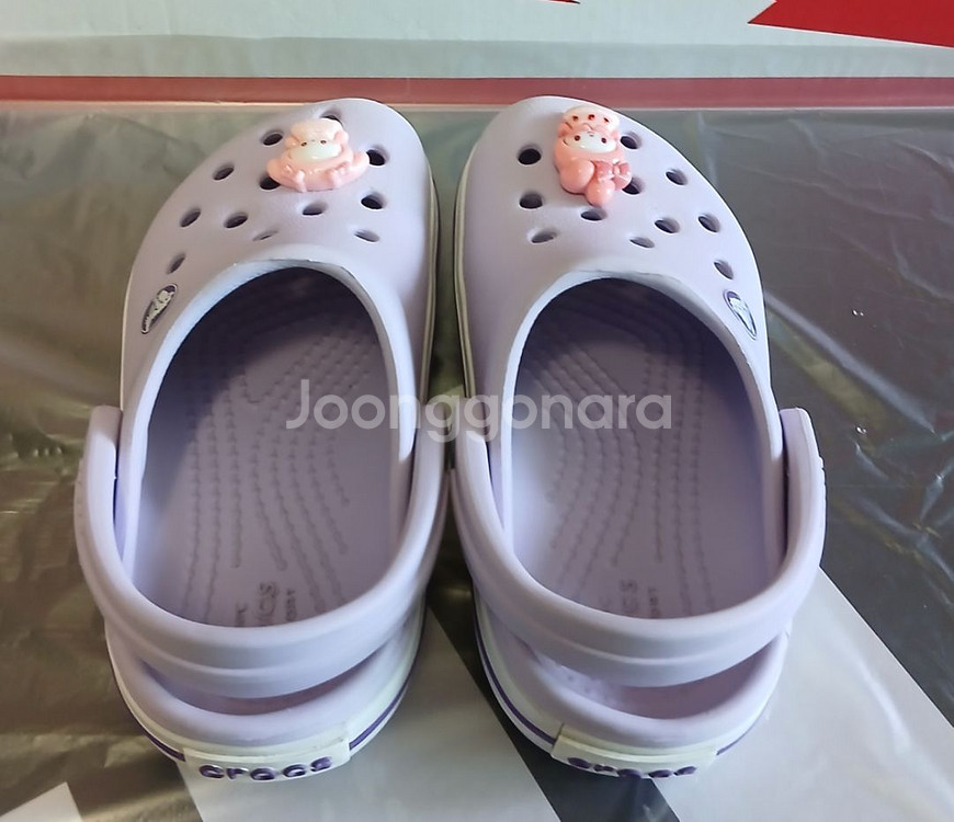 크록스c6 130 라벤더 지비츠포함--3