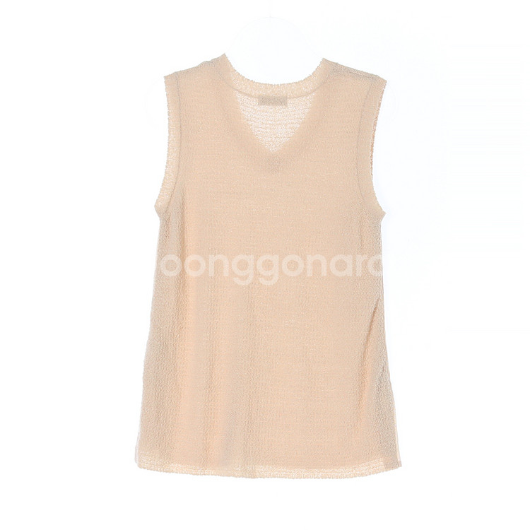 [S]타임 린넨77% 베이지 브이넥 민소매 니트 베스트--4