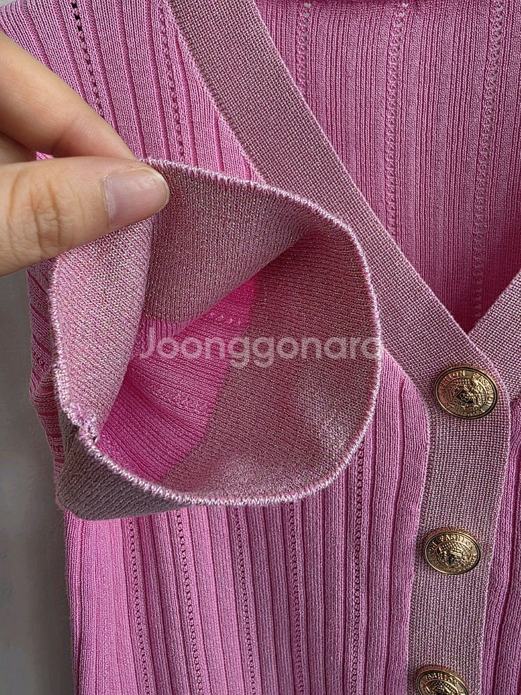 금장단추 펀칭 여름니트가디건--3