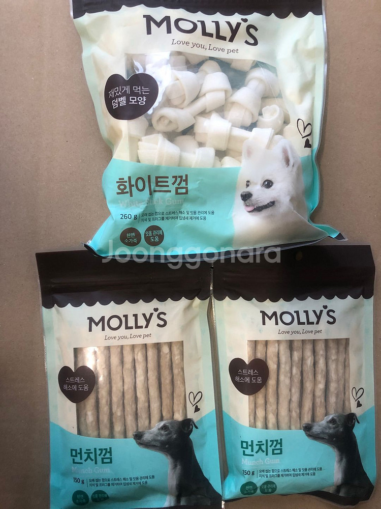 강아지 간식 사료 MOLLY'S 몰리스 껌. 먼치껌2개--0