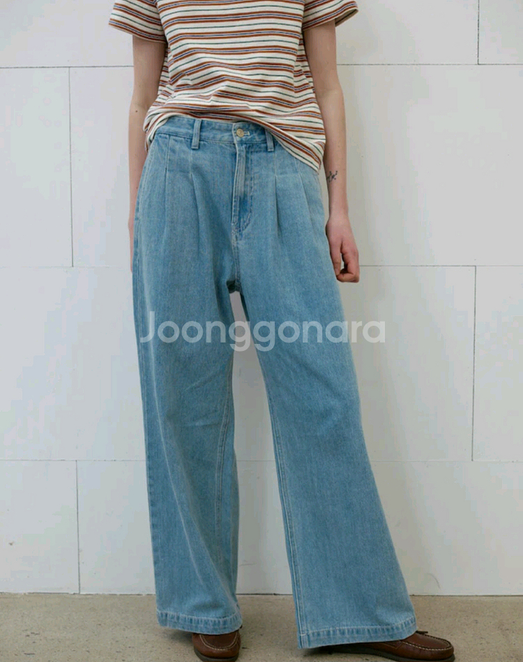 BEAKER 비이커 투턱 와이드핏 청바지--0