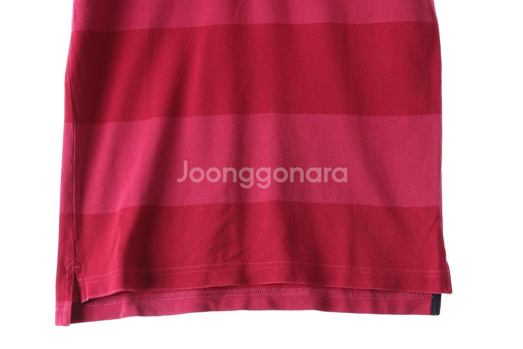 (S) 타미힐피거 반팔 카라 티셔츠 버건디 올드스쿨--3