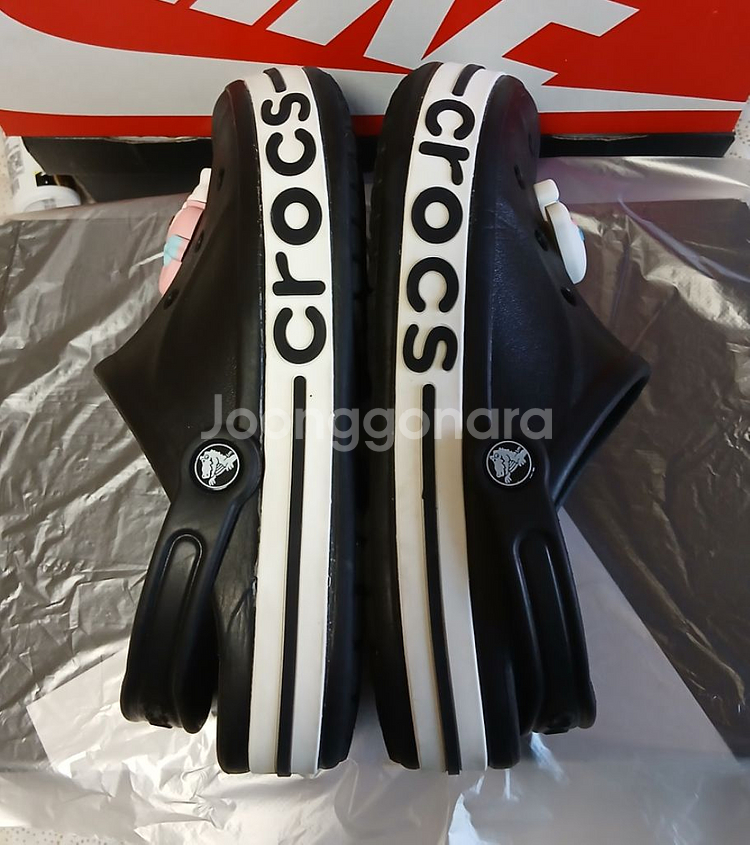 크록스 정품250 바야밴드 블랙.지비츠 포함m6w8--5