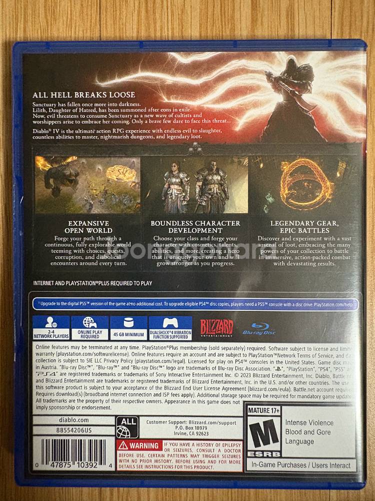 PS4/플스4 디아블로 4(한글 업데이트 가능)--1
