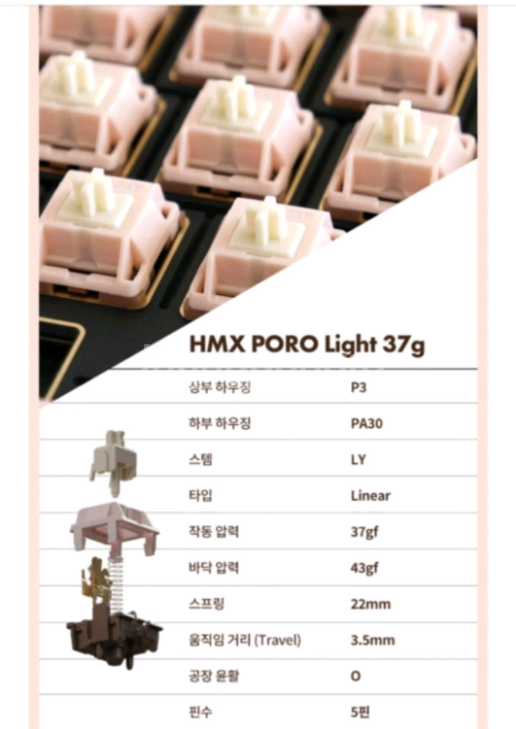 HMX PORO 37g 키보드 스위치 105개--1