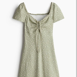 h&m 레이스트리밍 플레어 원피스 올리브 민트