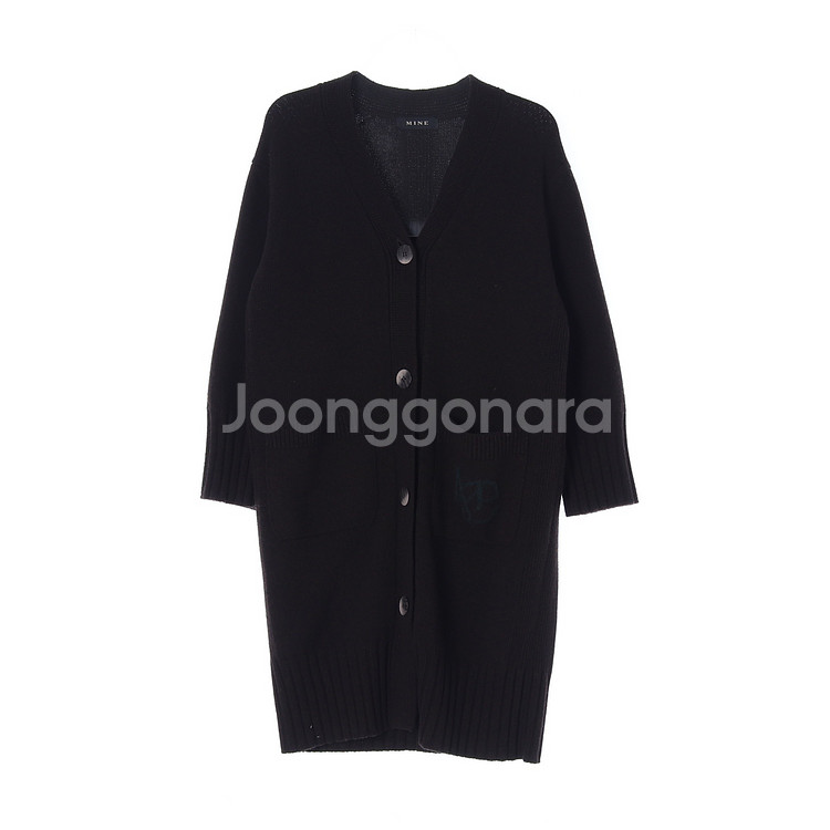 [S]마인 울캐시미어88% 브라운 헤비 울 니트 롱 가--0