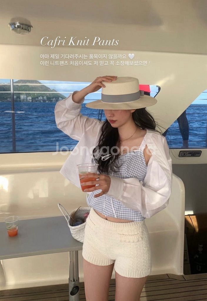 르플레인 카프리 팬츠 니트 반바지 새상품--0