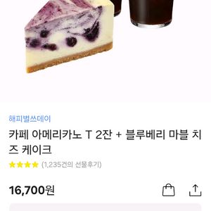 아메리카노 t 2잔 + 블루베리 마블 치즈케이크팔아요