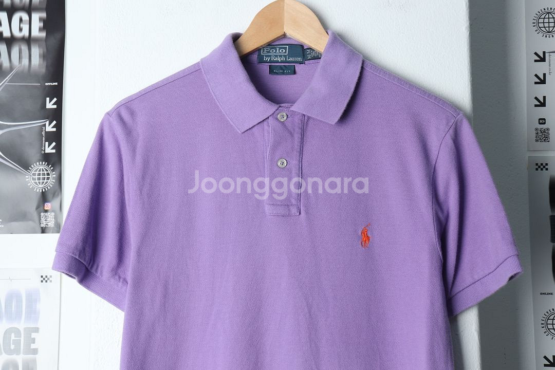(M) 폴로 랄프로렌 반팔 카라 티셔츠 작은오염 퍼플--2