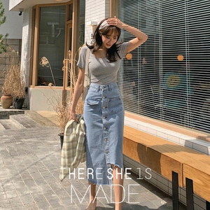 그레이 라운드 티셔츠