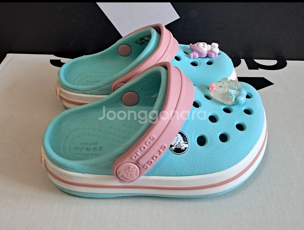 크록스c5 120 블루 지비츠포함--3