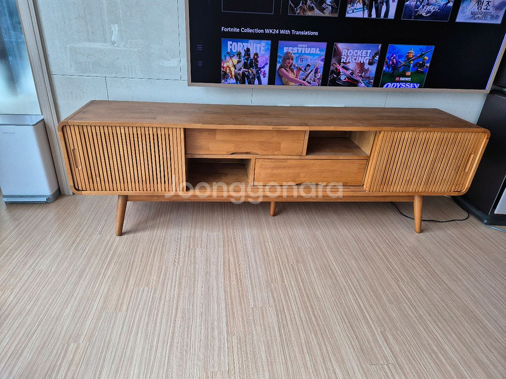 잉글랜더 원목 거실장 슬라이딩 TV 거실장(200cm)--5
