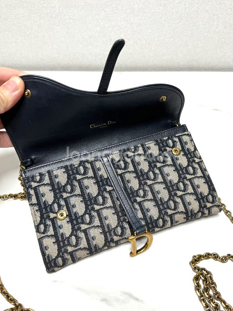 (백화점)디올 오블리크 새들 WOC 체인 지갑 크로스백--5