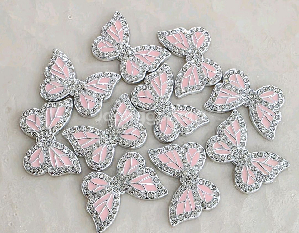 파츠 나비 실버핑크 10개 일괄--0