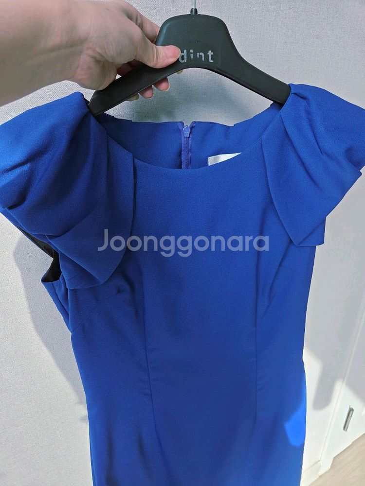 여름 쨍파랑 민소매 어깨 퍼프 쉬폰 정장원피스(찰랑찰랑--8