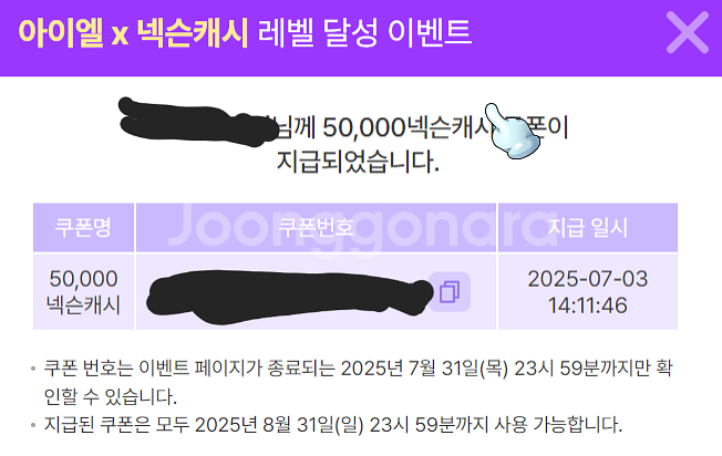 아이엘 넥슨캐시 50000원--1